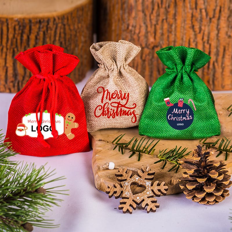 linen bags for your company Christmas goodies