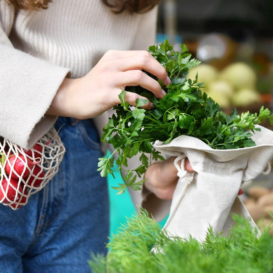 Sac de courses à la lin- sacs à fruits réutilisables - Saketos