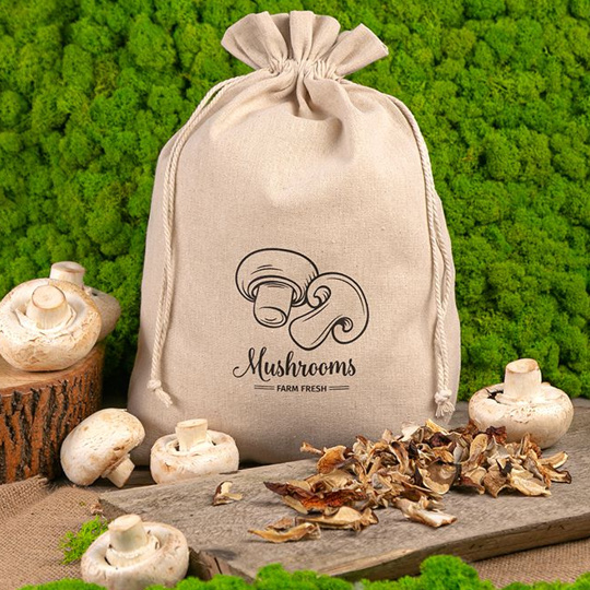 Linen bags for dried mushrooms