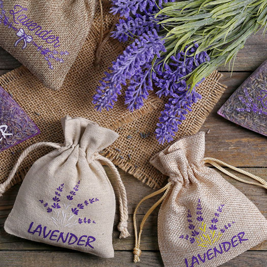 Jute and linen pouches for lavender