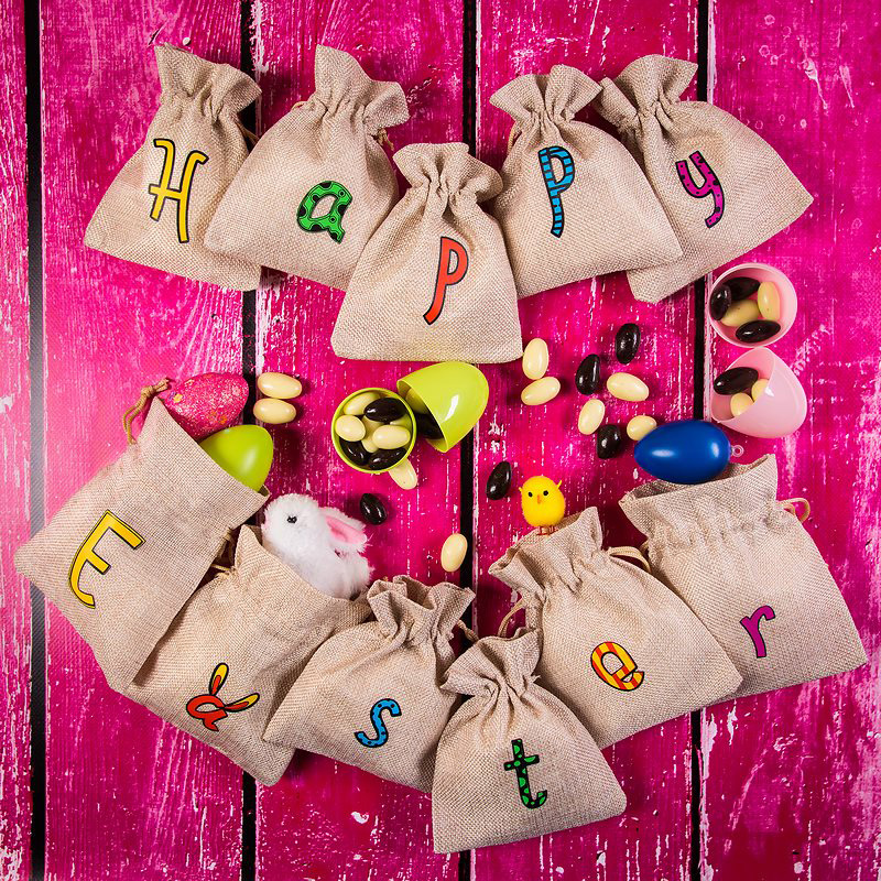 Easter-themed garland made from pouches